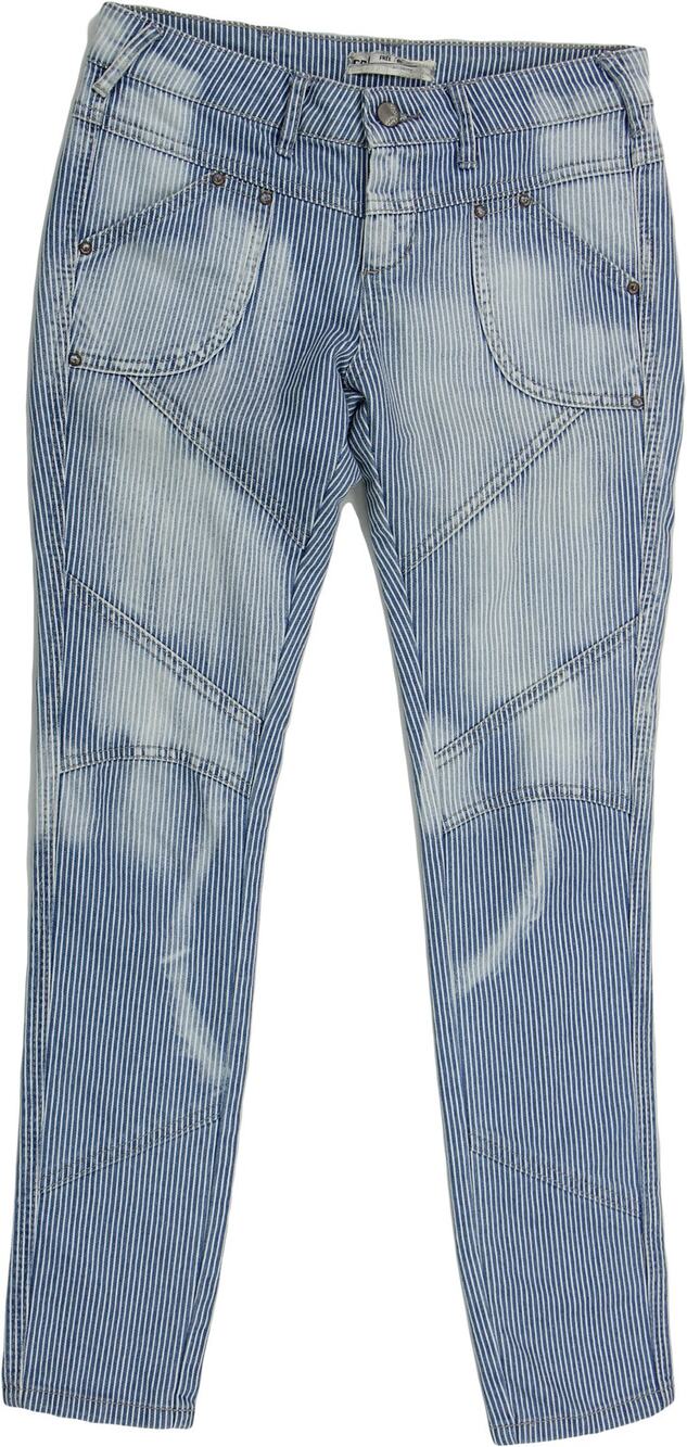 Free People Railroad Pinstripe Hickory Striped Bleached Light Wash Skinny Jeans